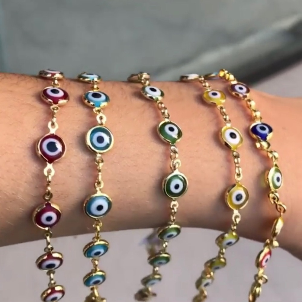 14kt Goldfilled BEADED EVIL EYES ANKLET BRACELETS
